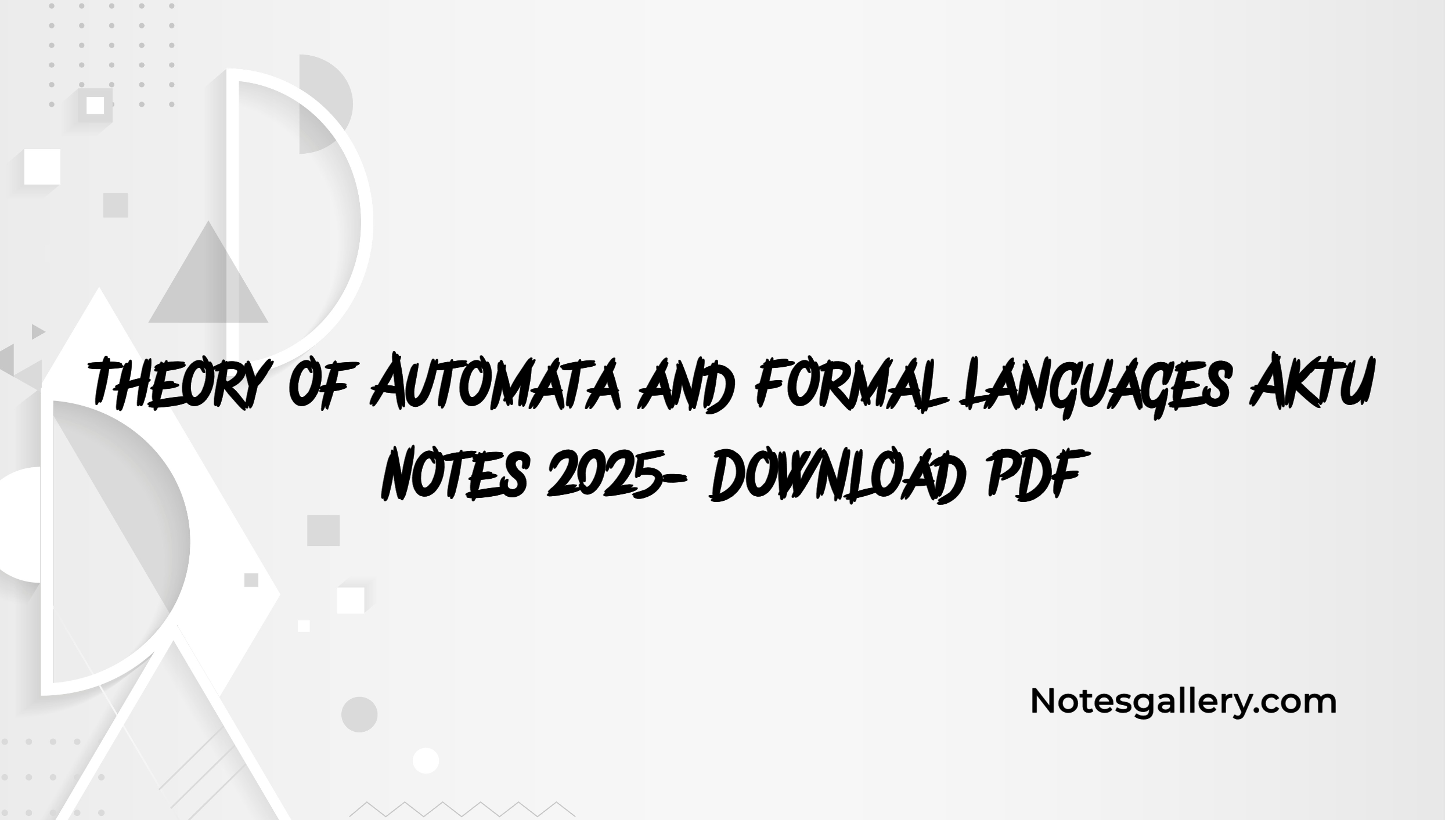 Theory of Automata and Formal Languages