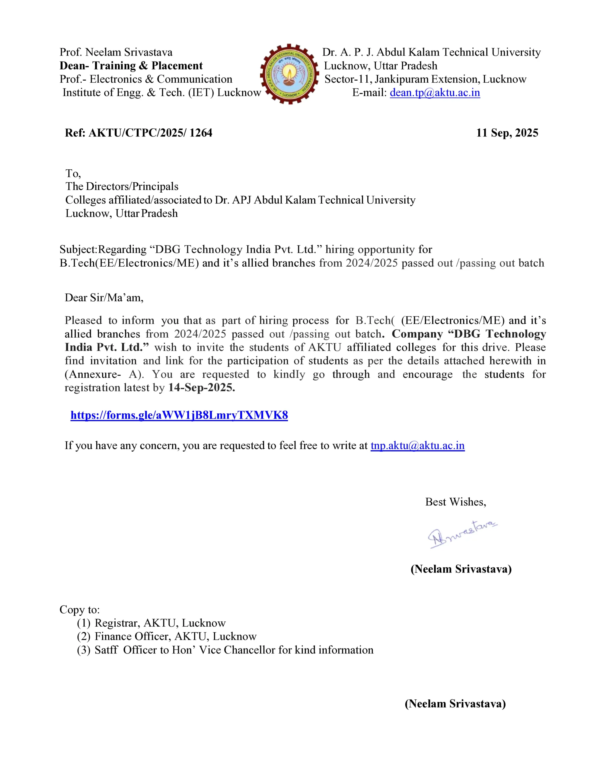 DBG Technology India Pvt. Ltd. Campus Placement 2025