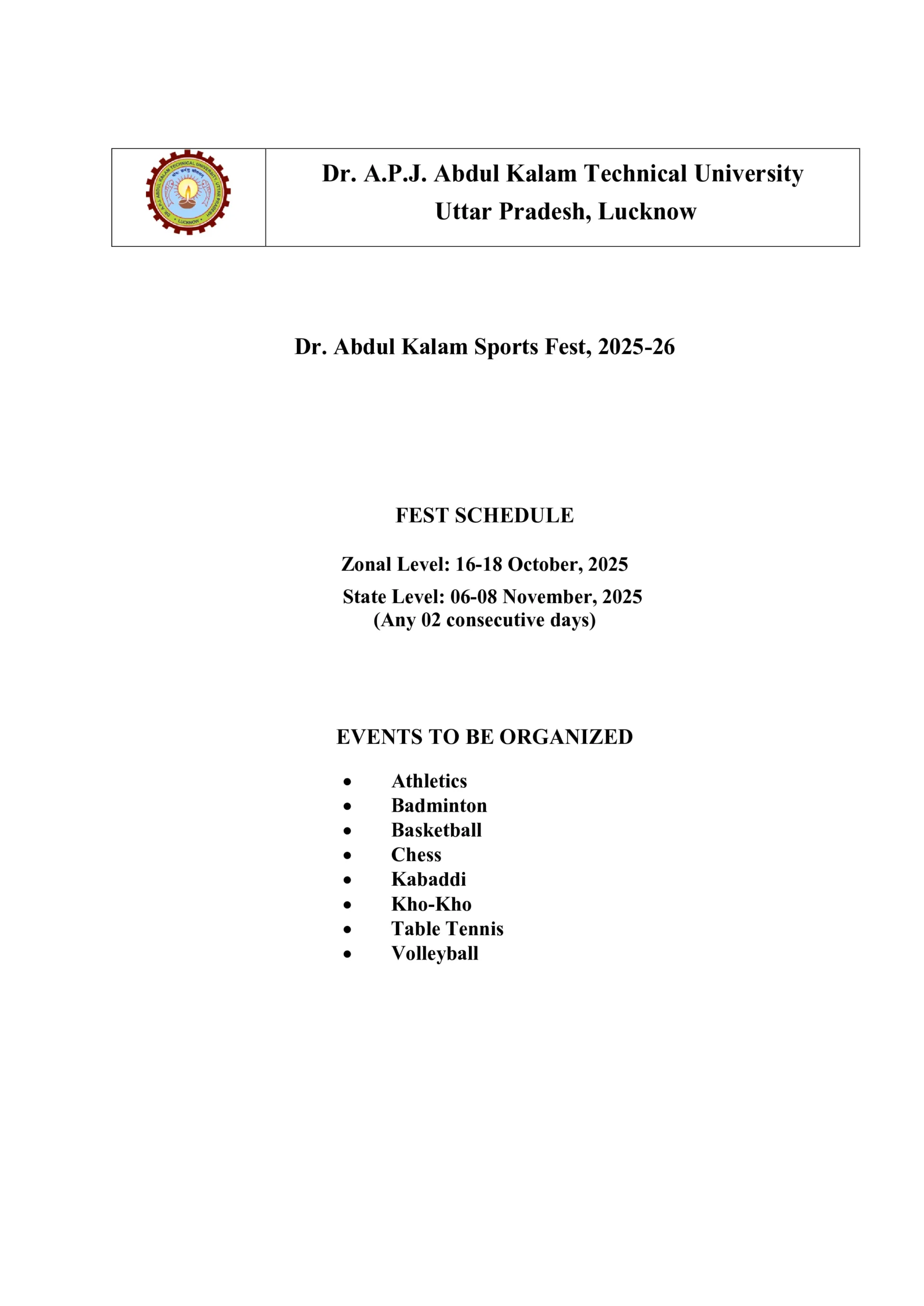 Dates, Events, Rules, and Complete Details
