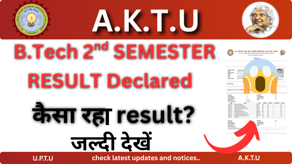 AKTU B.Tech 1st Year 2nd Semester Result 2025