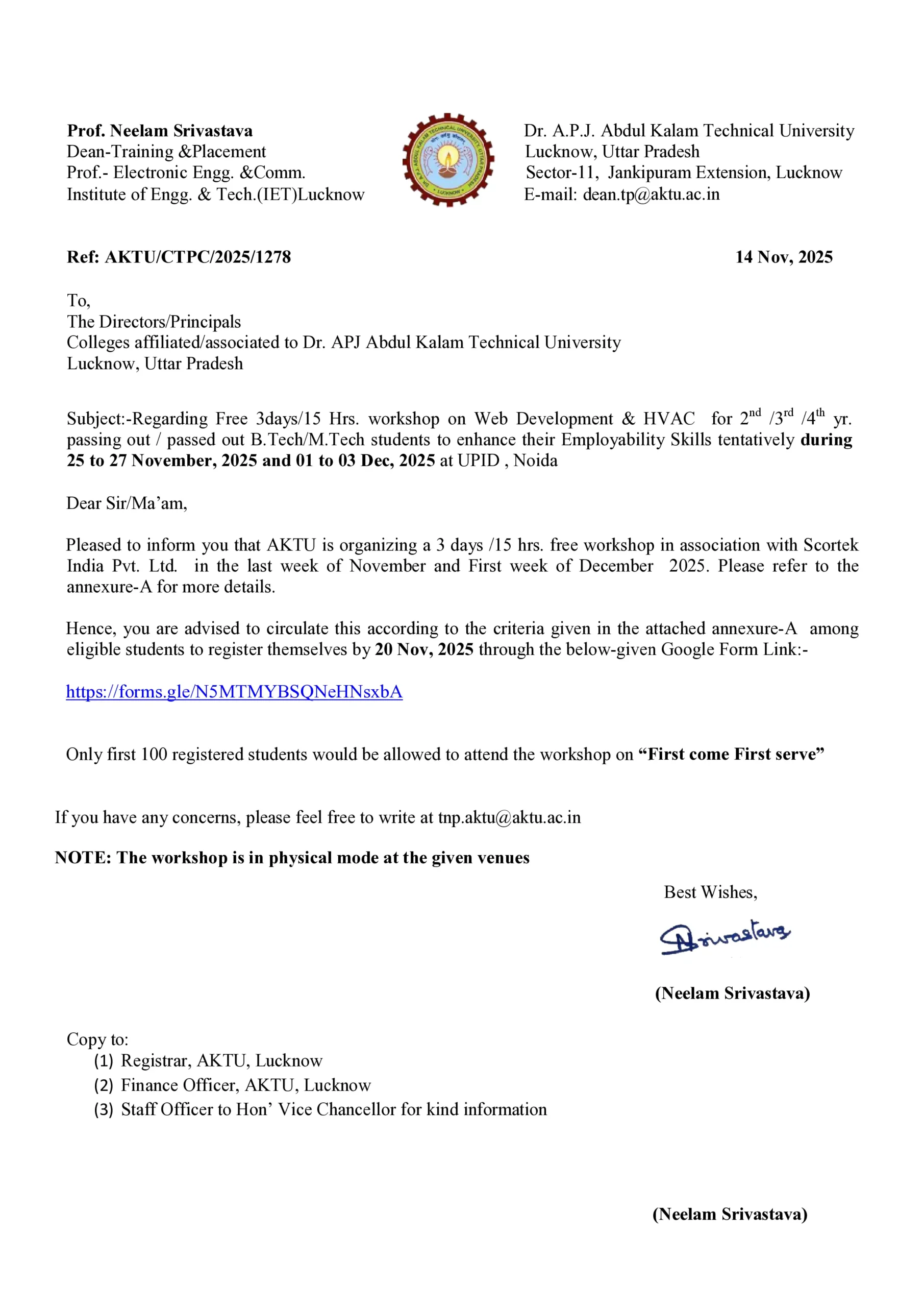 AKTU 3 Days Workshop 2025