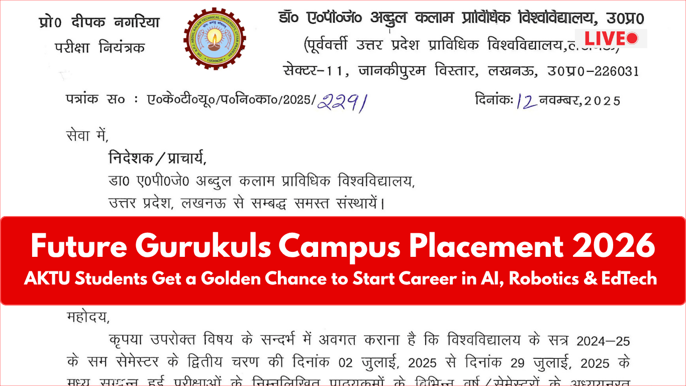 Future Gurukuls Campus Placement 2026: AKTU Students Get a Golden Chance to Start Career in AI, Robotics & EdTech