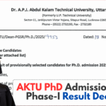 AKTU PhD Admission 2025 Phase-I Result Declared