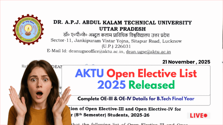 AKTU Open Elective List 2025 Released: Complete OE-III & OE-IV Details for B.Tech Final Year