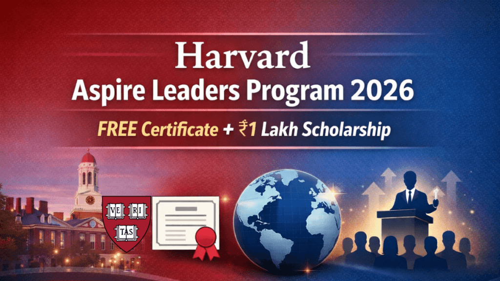 Harvard Offers Aspire Leaders Program 2026: FREE Certificate & ₹1 Lakh Scholarship – Apply Now