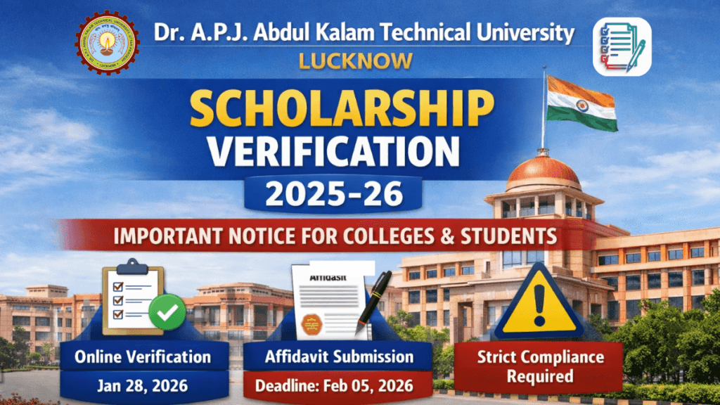 AKTU Scholarship Verification 2025–26: Important Notice for Affiliated Colleges and Students