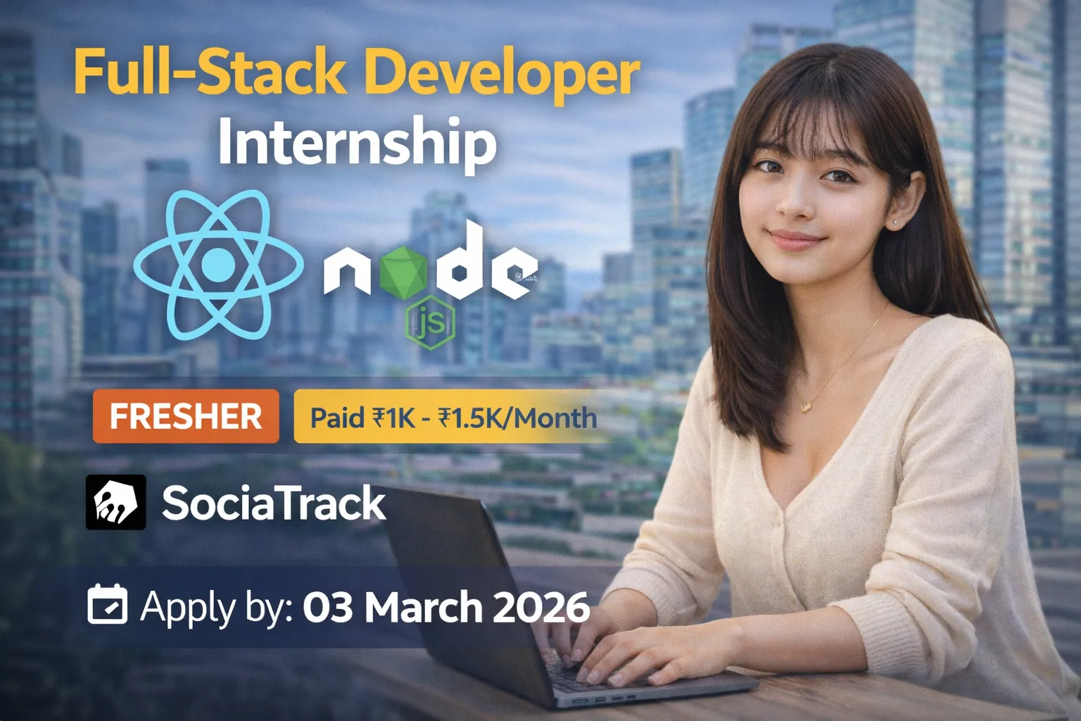 Full-Stack Developer React + Node.js Internship at Sociatrack – Paid Remote Startup Opportunity