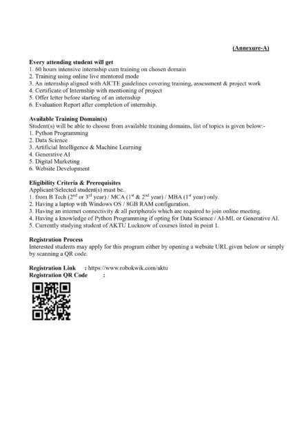 AKTU Internship 2026: AI, Data Science, Python Internship Opportunity (Full Details, Eligibility, Apply Link) 4 AKTU
