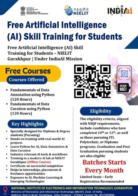 AKTU Free Summer Internship 2026: NIELIT AI Training Program Registration Open | Full Details, Eligibility, Courses 5 AKTU