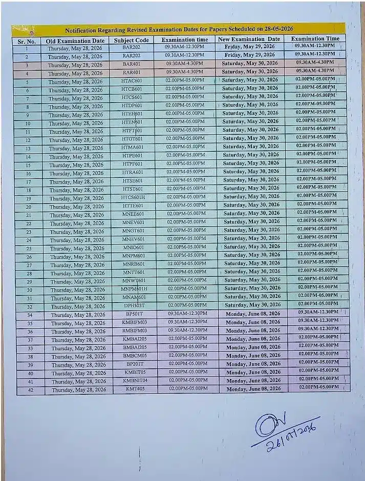 AKTU Releases Revised Exam Schedule After Postponement of 28 May Papers 3 210021555zhldm 2