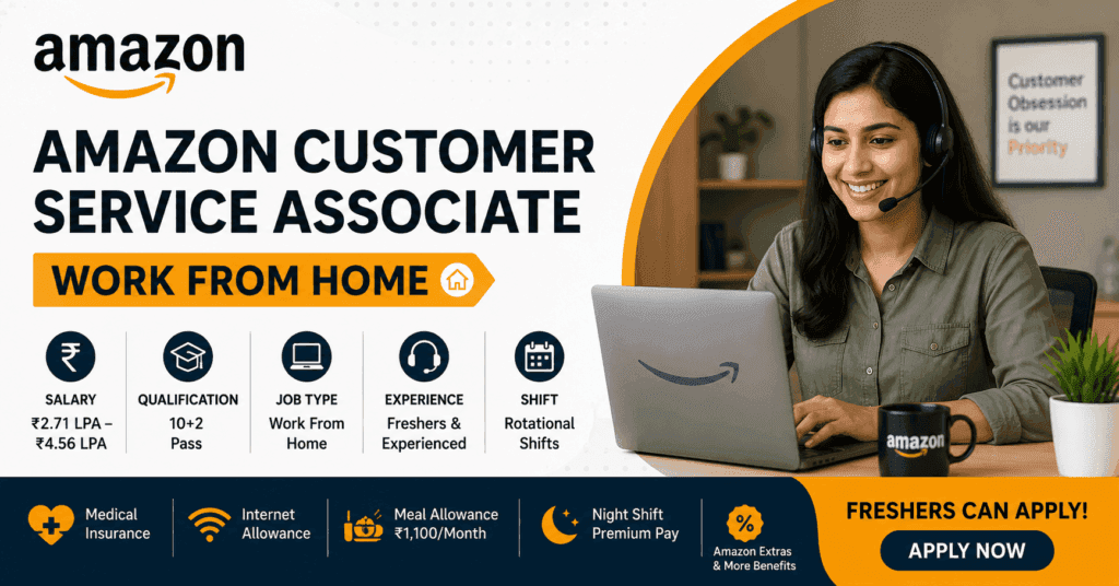 Amazon Customer Service Associate Work From Home Recruitment 2026 – Freshers Can Apply