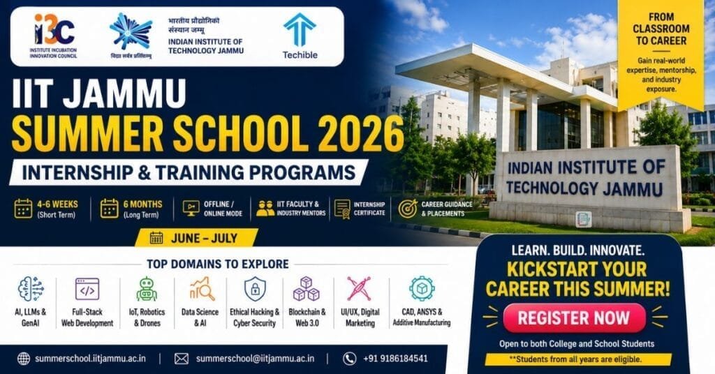 IIT Jammu Summer School 2026: Internship & Training Program for Students
