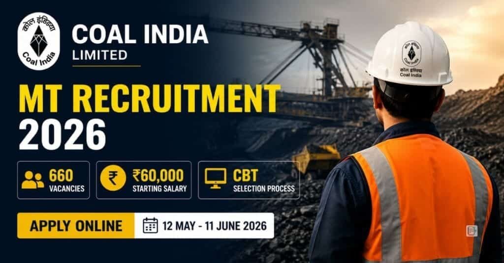 Coal India MT Recruitment 2026: ₹60,000 Salary PSU Job, 660 Vacancies Announced – Apply Online