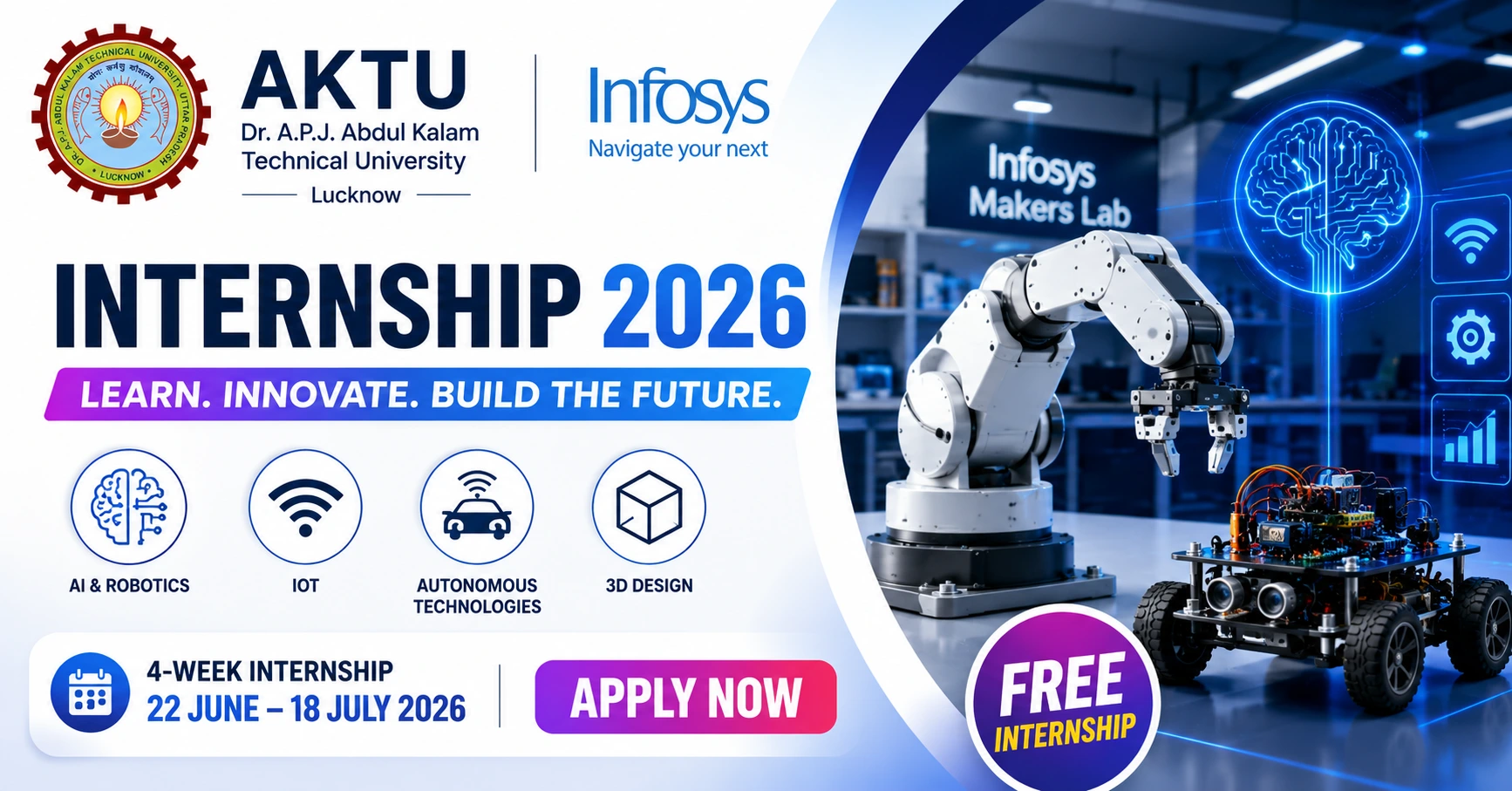 AKTU B.Tech 1st Year free study materials 7 AKTU Infosys Makers Lab Internship 2026