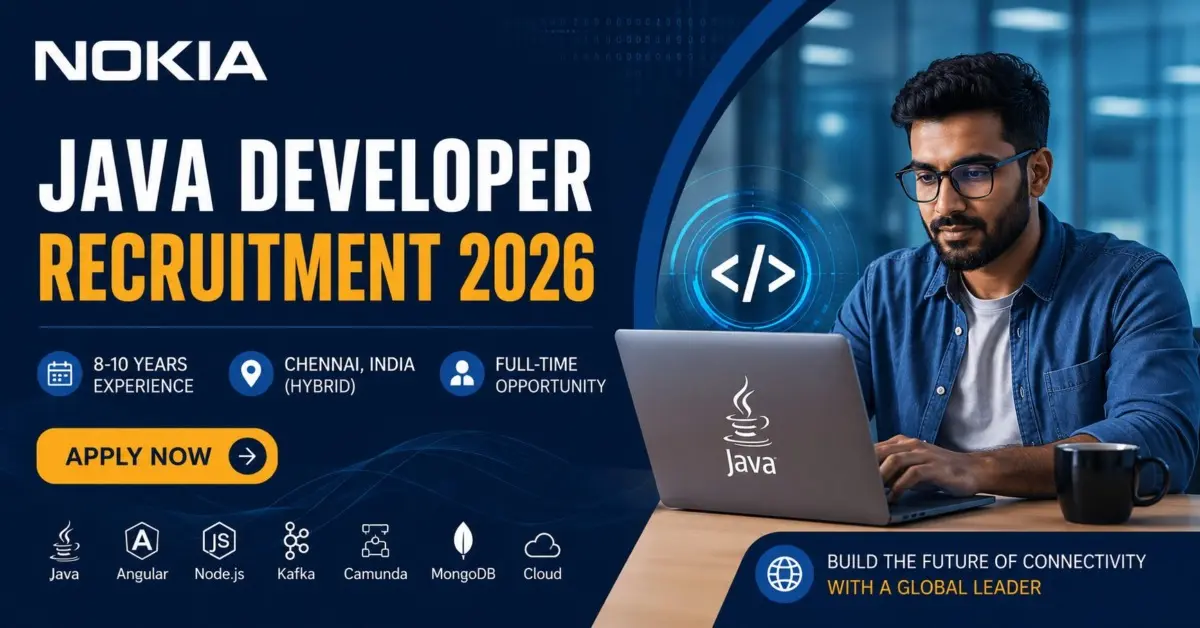 Nokia Java Developer Recruitment 2026: Apply Online for Hybrid Full-Stack Java Developer Role