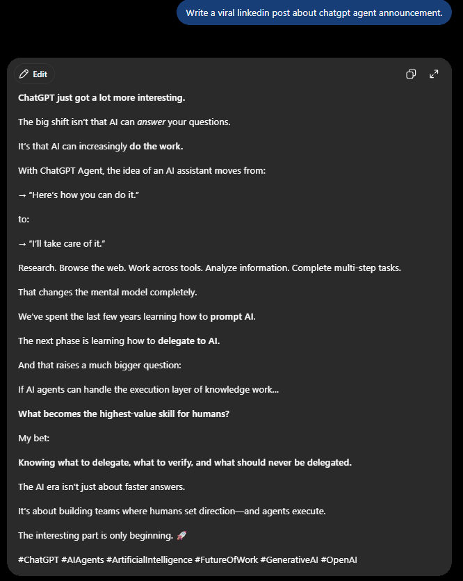 Example of AI-generated writing before applying a humanization prompt. Screenshot 2026 08 16 221435