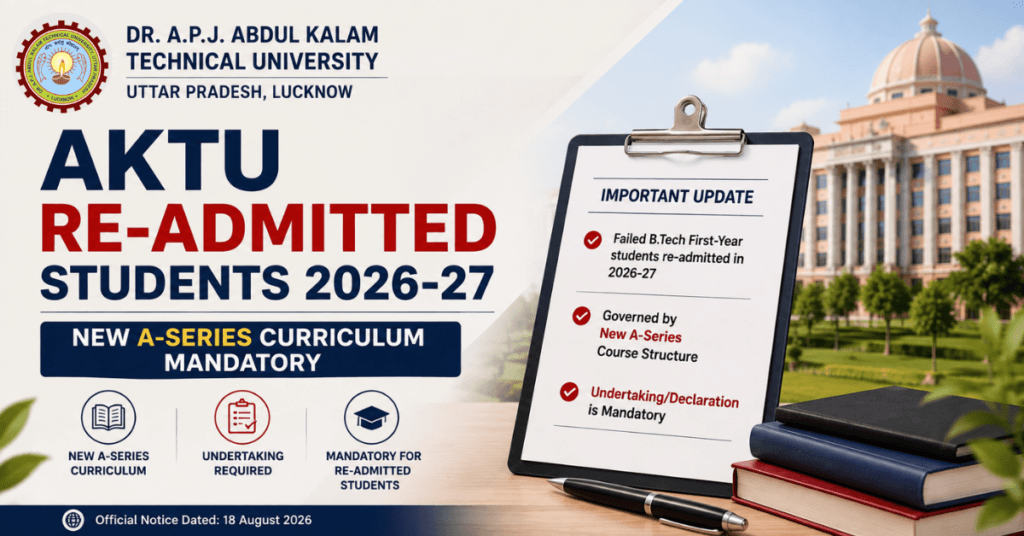 AKTU Re-Admitted Students 2026-27: New A-Series Curriculum Mandatory for Failed B.Tech First-Year Students