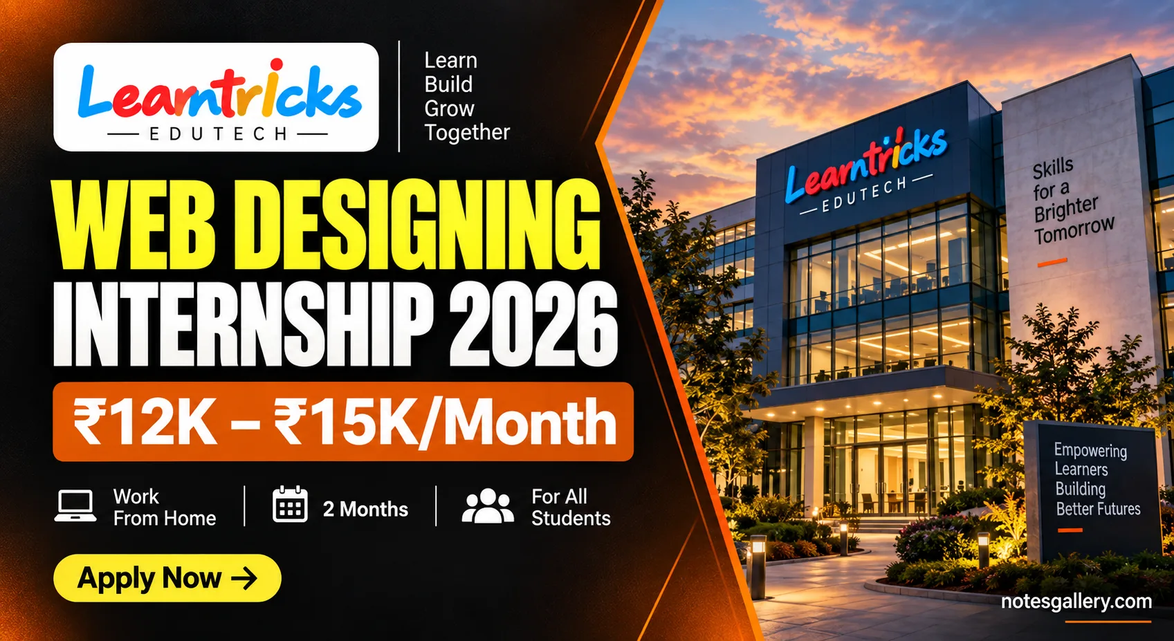 Learntricks Edutech Web Designing Internship: Stipend & Apply