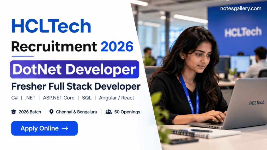 HCLTech DotNet Developer Hiring 2026: Apply for Fresher Full Stack Developer Role