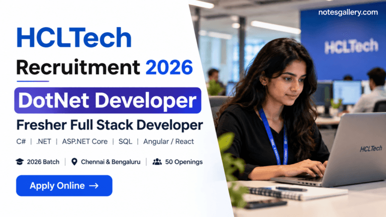 HCLTech DotNet Developer Hiring 2026: Apply for Fresher Full Stack Developer Role