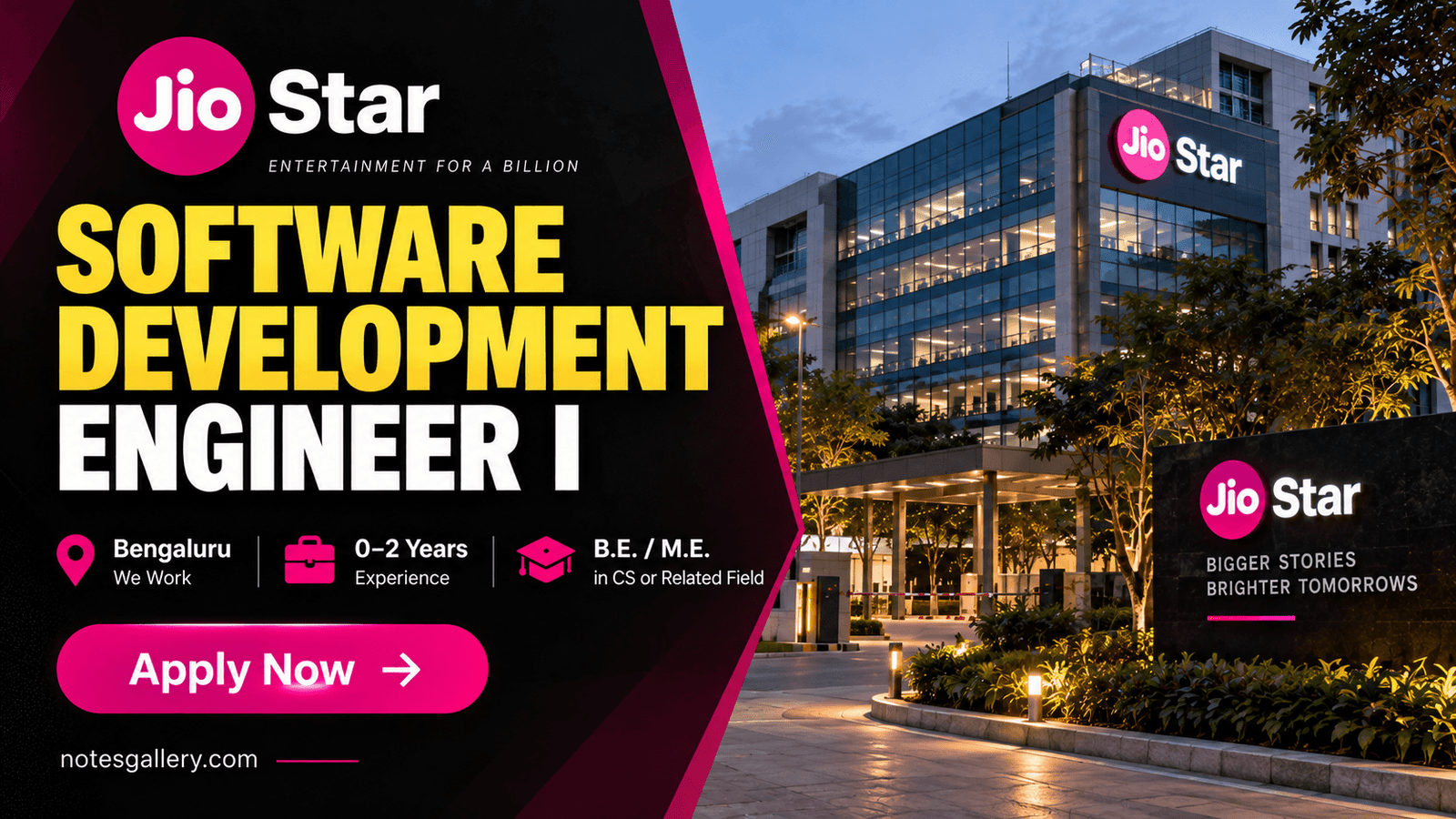 JioStar Software Development Engineer I Frontend Job