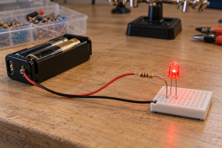 LED and current-limiting resistor