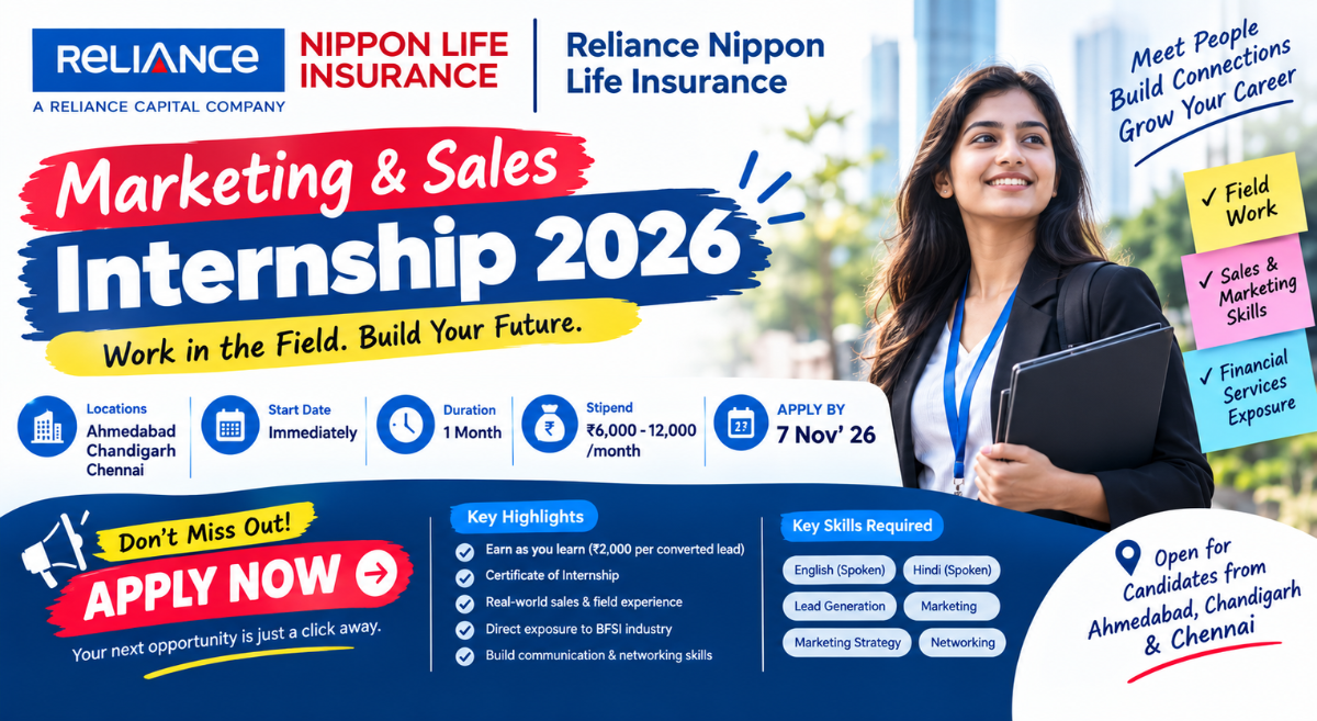 Reliance Nippon Life Insurance Internship 2026 – Marketing & Sales
