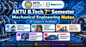 AKTU B.Tech 7th Semester Mechanical Engineering Notes