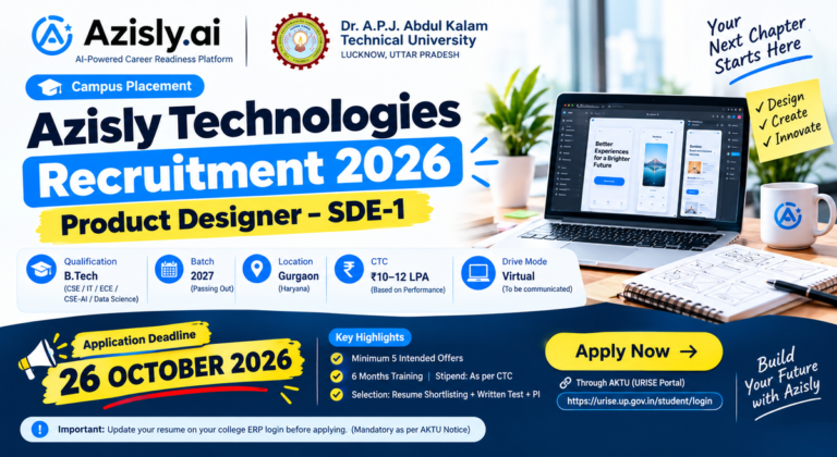 Azisly Technologies Recruitment 2026 – Product Designer SDE-1