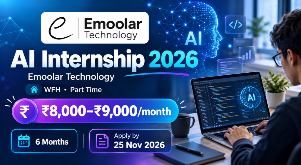 Emoolar Technology AI Internship 2026: WFH Part-Time Role