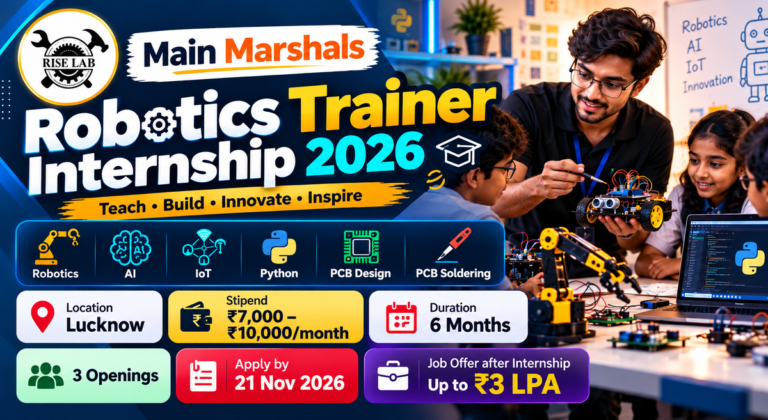 Main Marshals Robotics Trainer Internship 2026: Lucknow Role